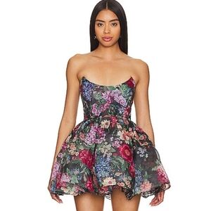 Selkie Black Floral Party Dress with Multicolor Blooms